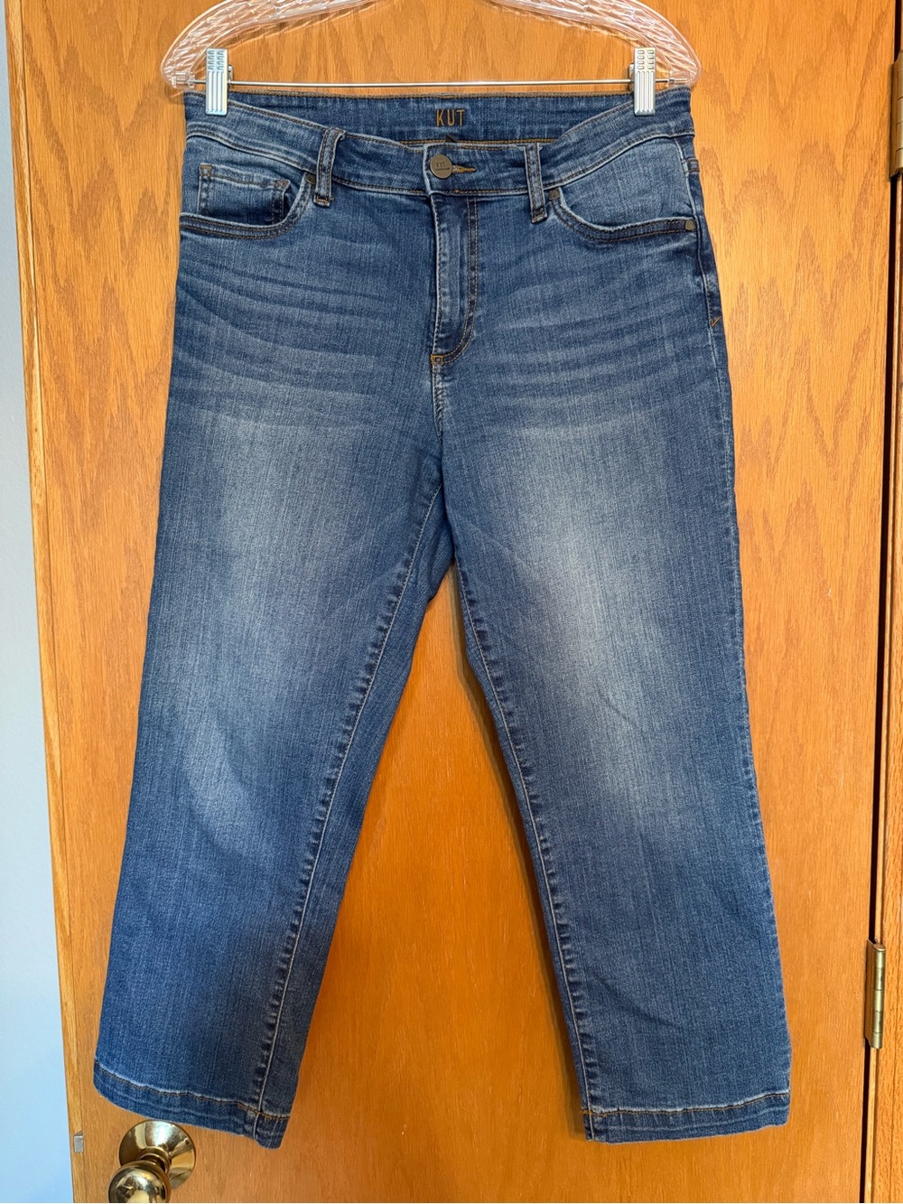 Kut from the Kloth Medium Wash Cropped Straight-Leg Jeans